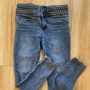 Free People Blue Denim Jeans braided waist band